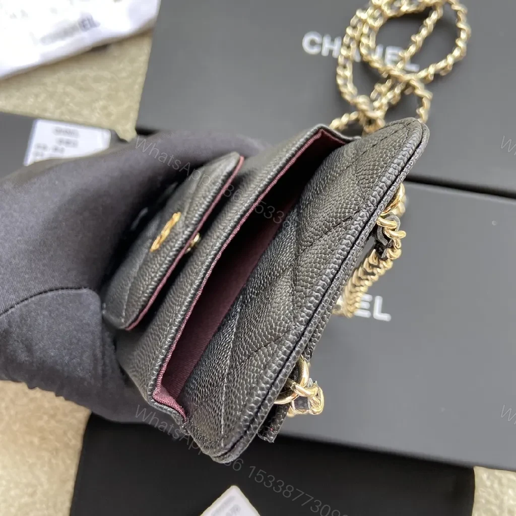 View 6 of Quilted Leather Crossbody: Luxe, Compact, Chain Detail