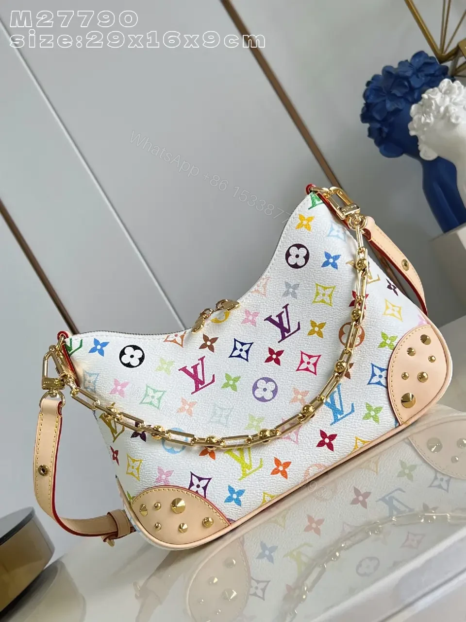 View 3 of Colorful Monogram Hobo Bag - Rainbow Print, Structured, Crossbody