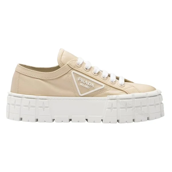 PRADA DOUBLE WHEEL RE-NYLON GABARDINE SNEAKERS BEIGE – PRD087 — view 1