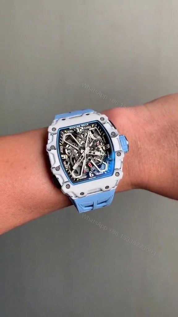 View 14 of Replica Richard Mille RM 35-03 Rafael Nadal White Carbon Fiber Case Blue Strap