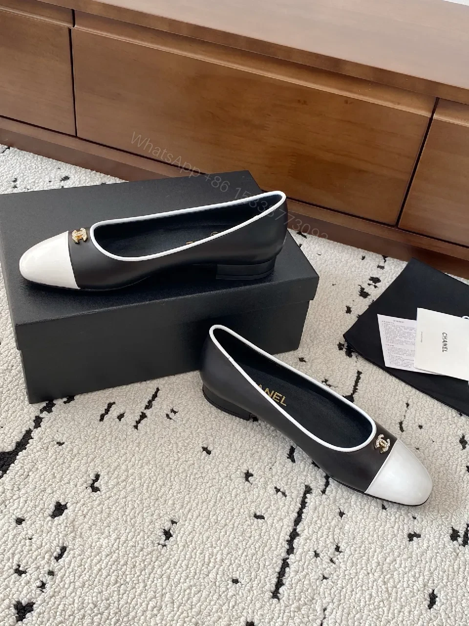 View 8 of Black Leather Cap-Toe Ballet Flats, Modern Luxe Comfort