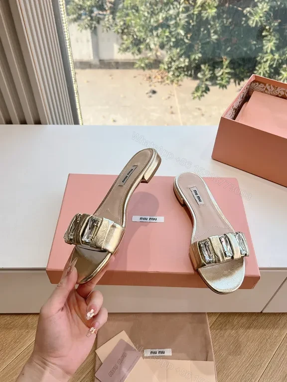 View 5 of Shimmer Metallic slides with Statement Buckle - Luxury Sandals