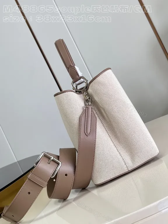View 2 of Structured Tote: Subtle Luxury Canvas, LV Hardware, Everyday Elegance
