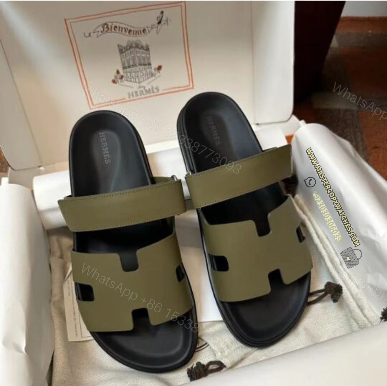 Hermes Chypre Sandals Vert Foret — view 1