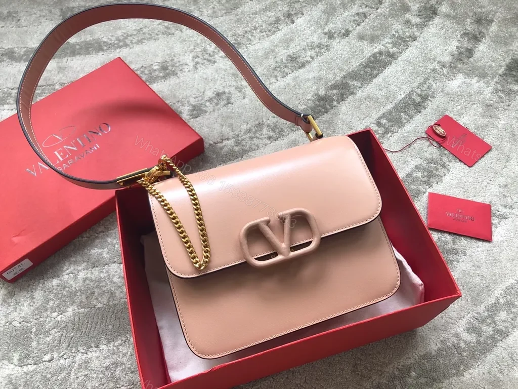 Two-Tone Calfskin Crossbody with V Buckle Bag — view 1