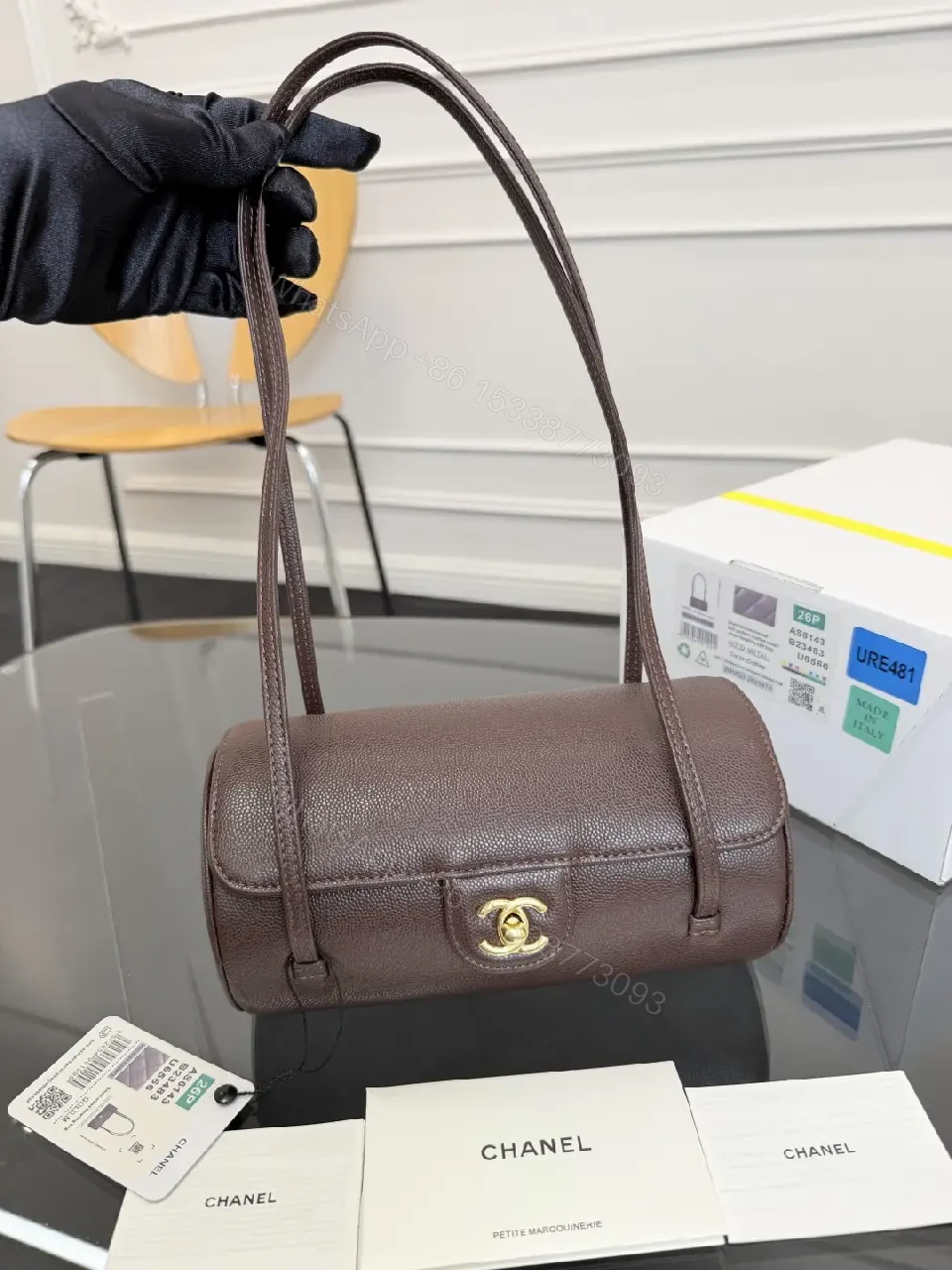View 6 of Chic Pebbled Mini Bag: Structured, Gold Hardware, Hand-Stitched Luxury