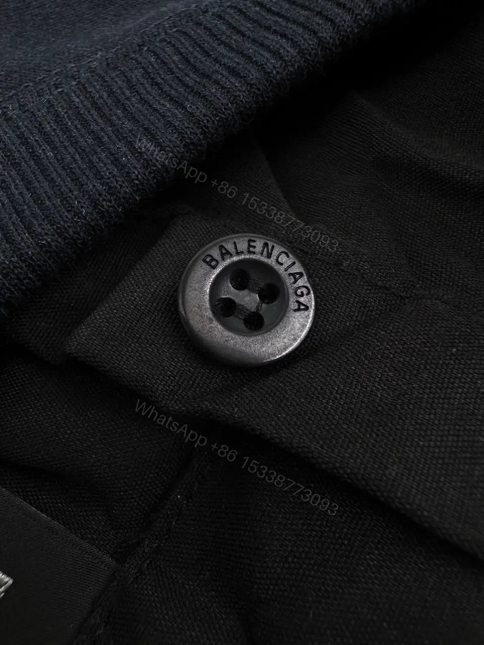 View 7 of Black Cotton Minimalist Logo Collar Sweatshirt
