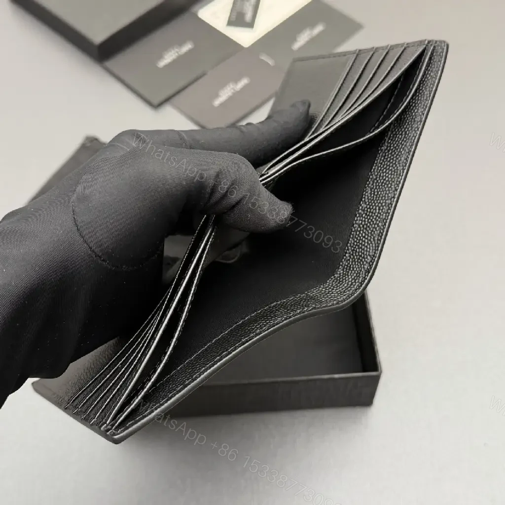 View 3 of Compact Leather Wallet with Signature Hardware - Minimalist Luxury