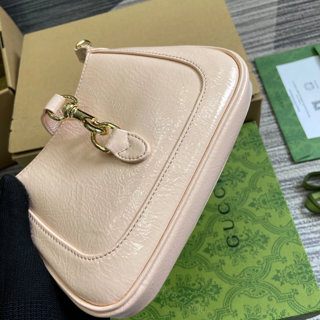 View 4 of JACKIE NOTTE MINI BAG 19 IN LIGHT PINK CRACKED LACQUER CALFSKIN GOLD HARDWARE