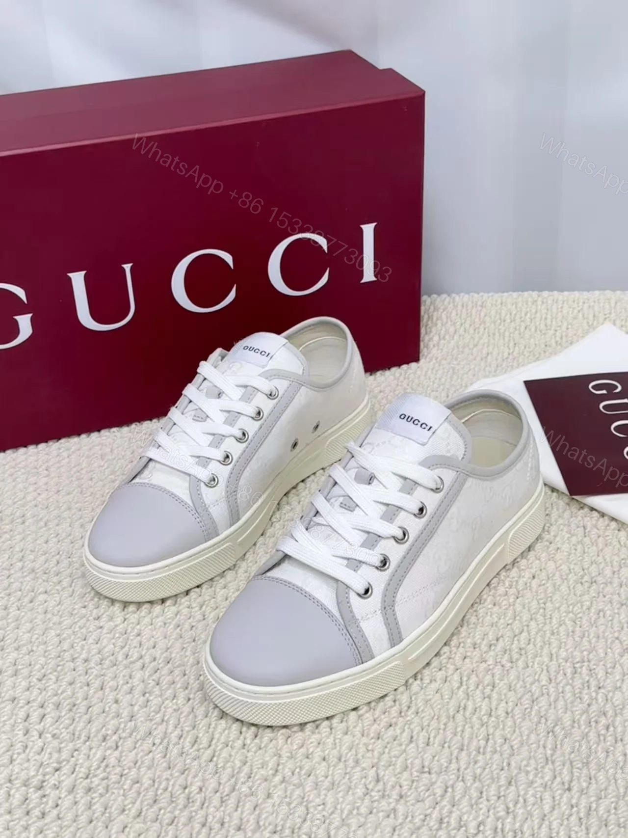 GUCCI 一比一 男款 純白低筒板鞋 極簡清新百搭款 — view 1