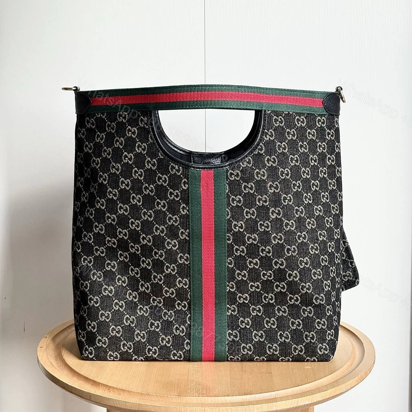 View 6 of Gucci Giglio Large Tote Bag Black And White GG Denim 39Cm ‎