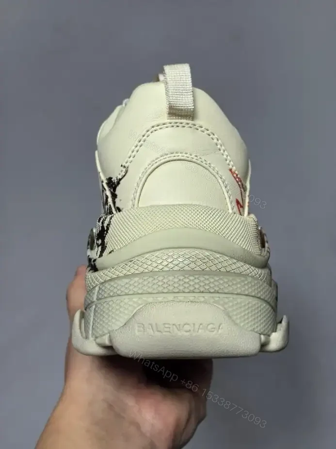 View 7 of BALENCIAGA TRIPLE S SNEAKER IN WHITE, RED AND BLACK DIY METAL ARTWORK PRINTED COWSKIN – BB269