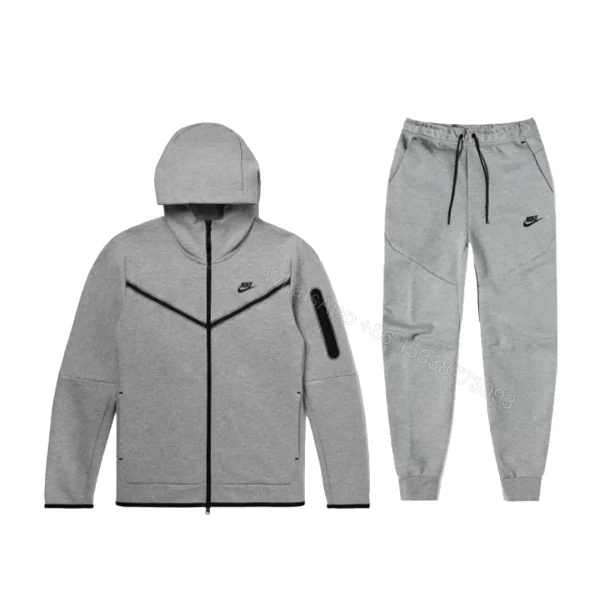 View 4 of Nike Sportswear Tech Fleece Full Zip Hoodie & Joggers Set Dark Gray