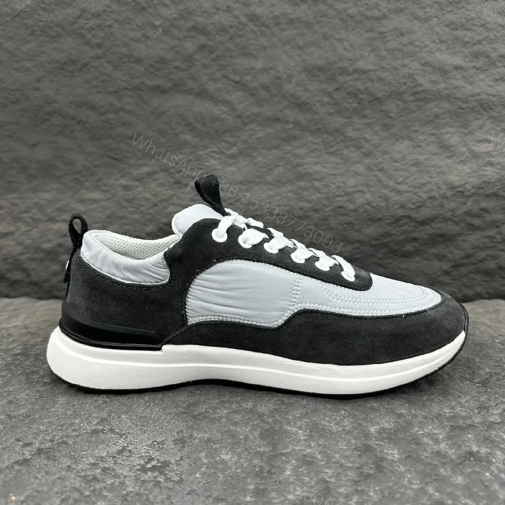 View 6 of Black and White Suede Nubuck Leather High-Top Sneaker with Signature Logo Embossment