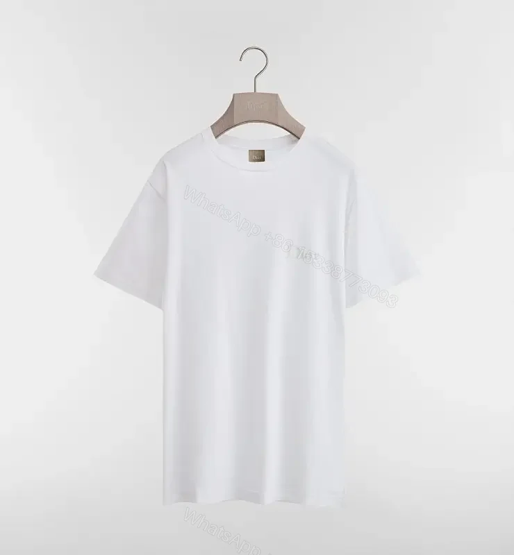 White Cotton-Blend Tee | Subtle Embroidery | Classic Crew Neck | Everyday Luxury T-Shirt — view 1