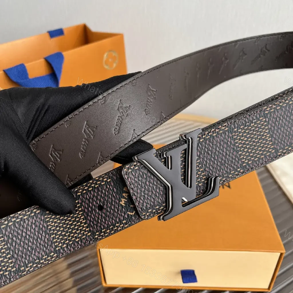 View 2 of Dark Gray Speckled Belt with LV Monogram Buckle Belt