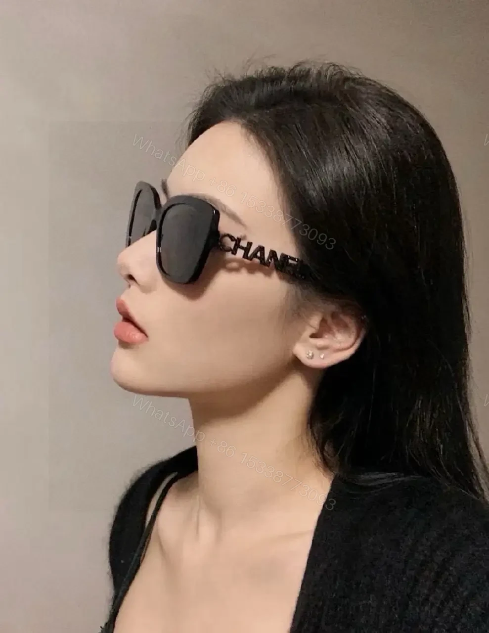 View 4 of Bold Black Acetate Sunglasses — Oversized, Signature Design, UV400 Protection