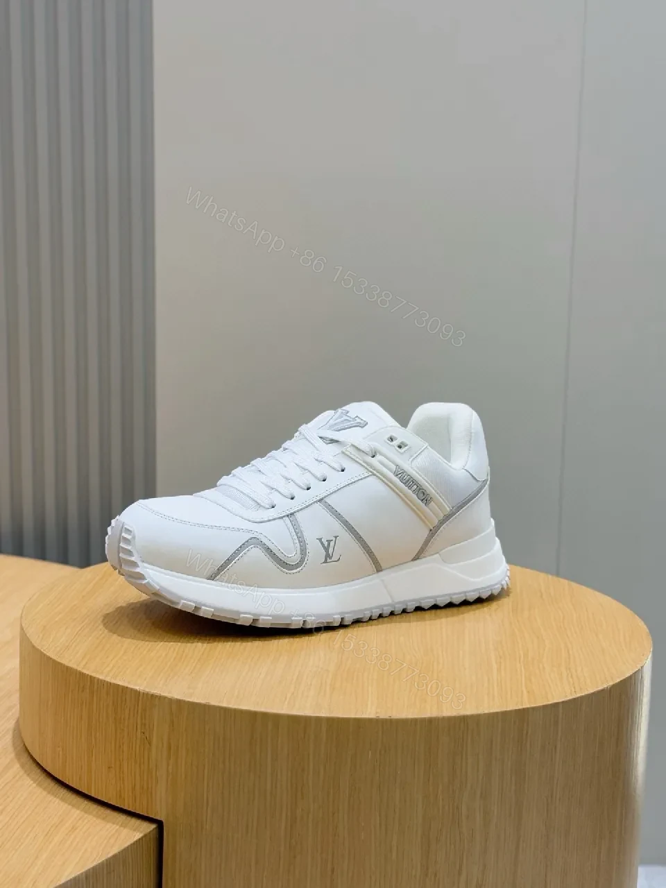 View 2 of White Leather Luxury Trainers with Structured Comfort