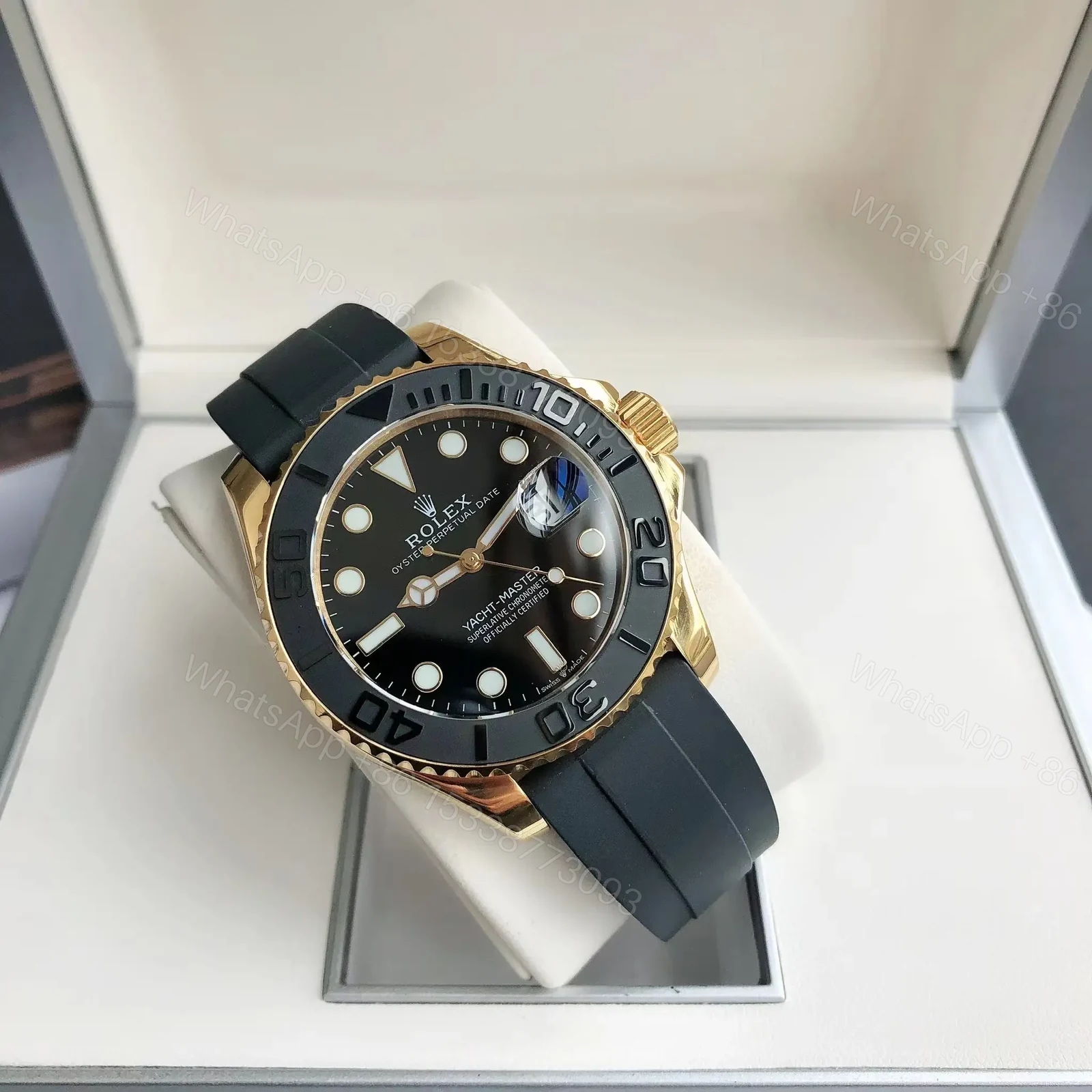 View 2 of Rolex Yacht-Master 42 Replica Premium 42MM Everose Black Dial Oysterflex 226658-0001
