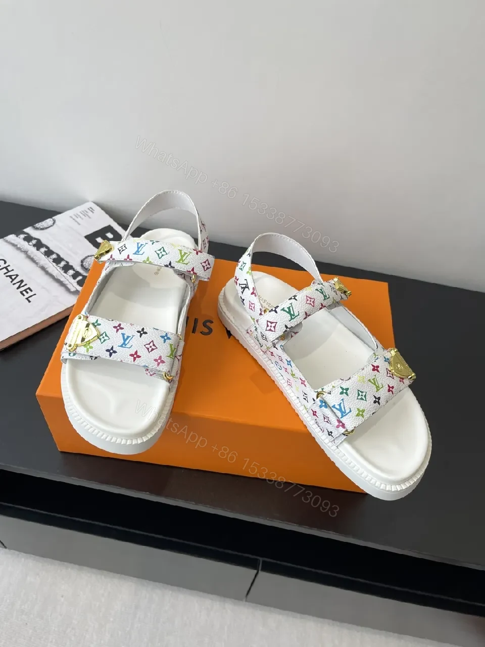 View 5 of Colorful Monogram Comfort Sandals: Playful Luxury in Steps