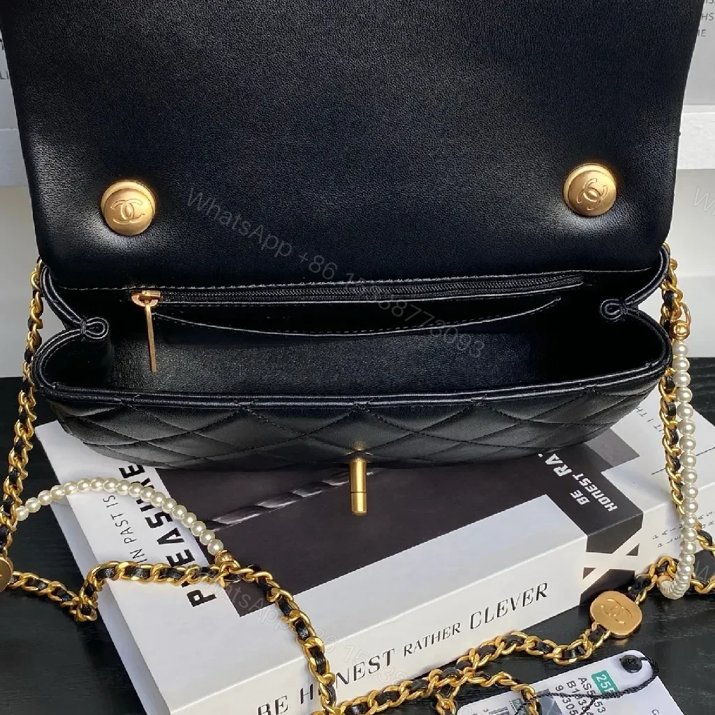 View 5 of Chic Black Quilted Mini Bag with Gold Chain
