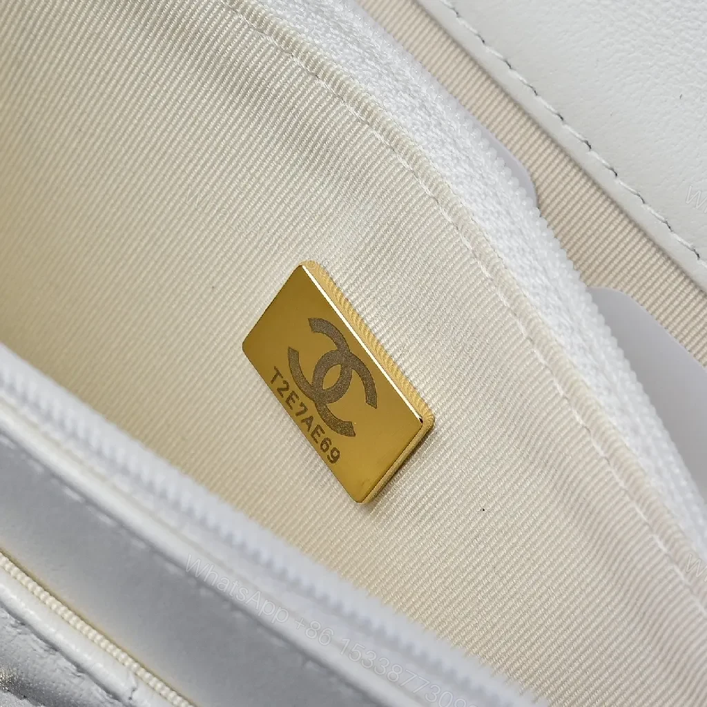 View 3 of White Quilted Shoulder Bag with Gold Chain - Luxe Everyday Elegance