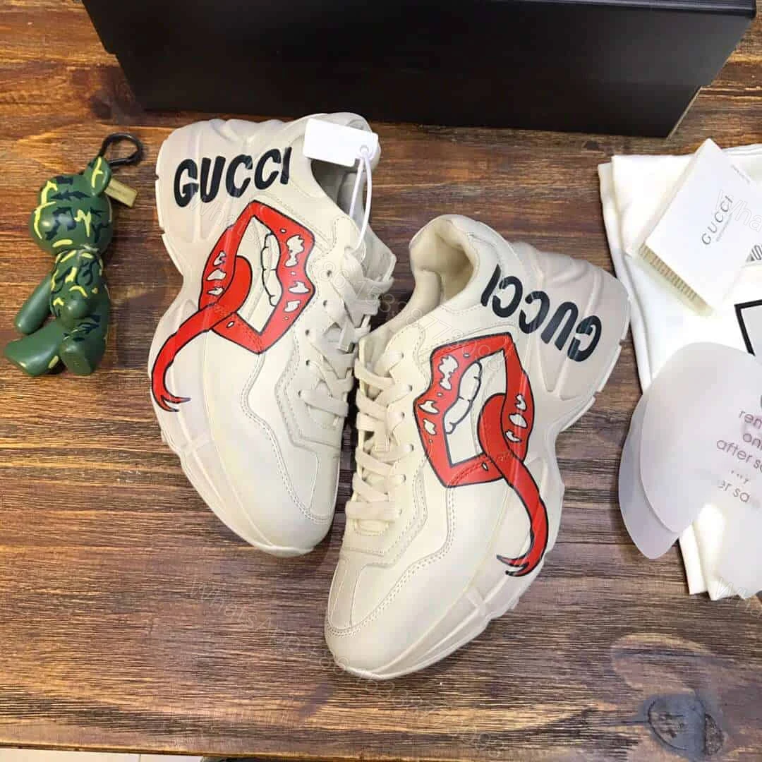 View 7 of GUCCI RHYTON SNEAKER WITH MOUTH PRINT