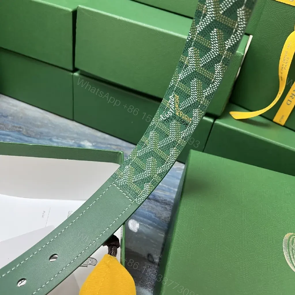View 2 of Green Leather Chevron Belt - Gold Buckle, Full-Grain