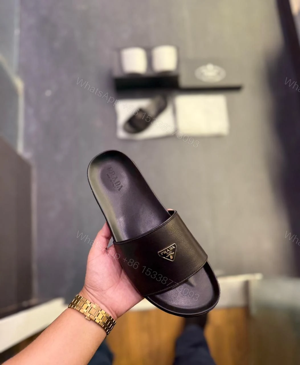 View 2 of FIRST COPY PRADA LEATHER SLIDES