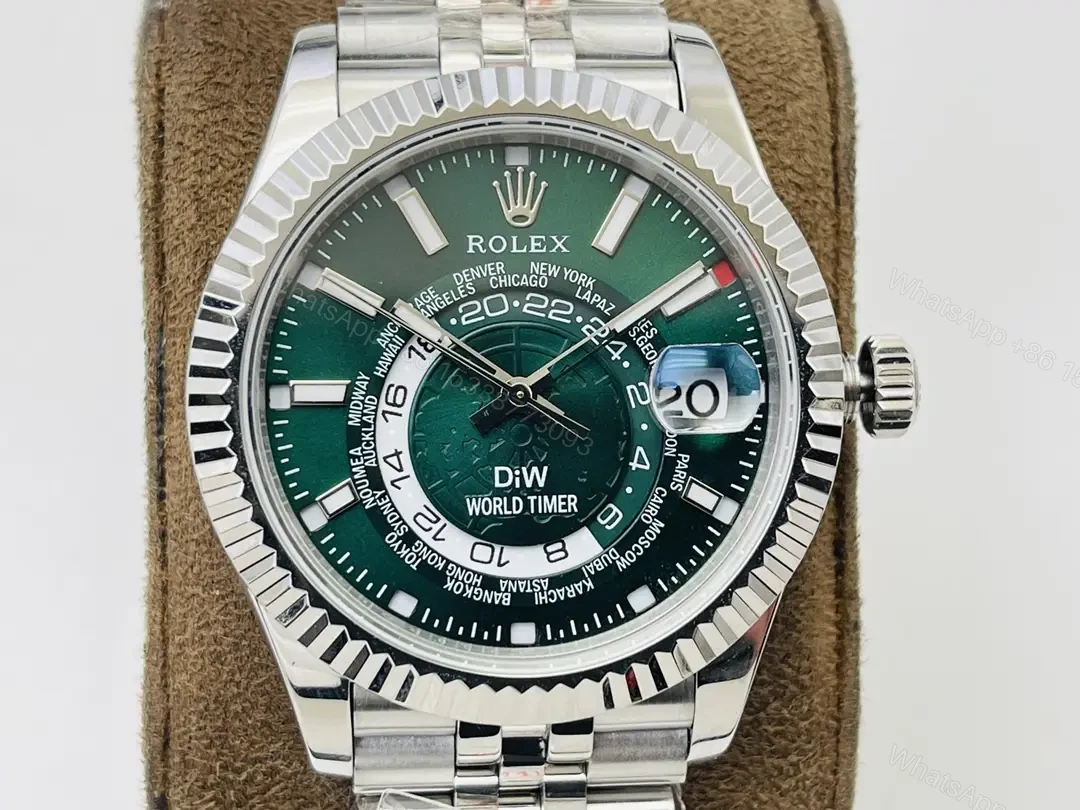 View 4 of Fake Rolex Sky Dweller Green Jubilee Best DiW 42MM Watch ROLEX-SKY-GRN-JUB-42 ROLEX-SKY-GRN-42