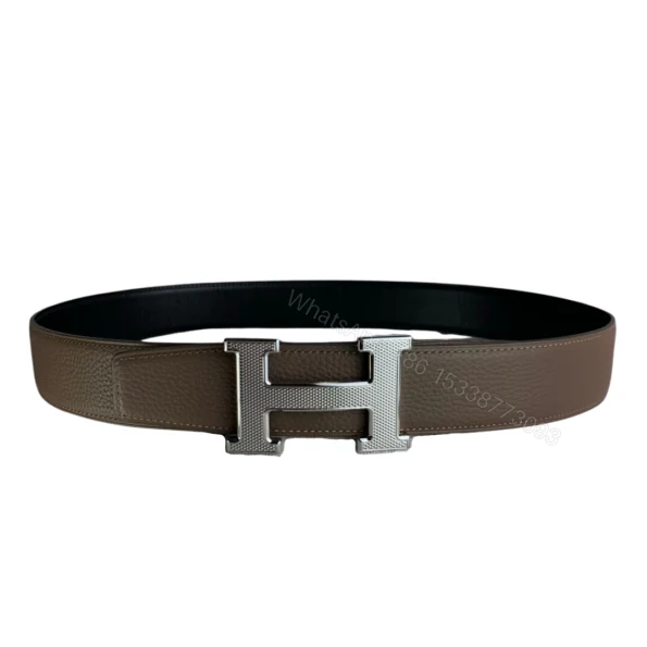 View 6 of HERMES BELT TOGO SWIFT SILOUIS VUITTONER BUCKLE LIGHT BROWN 38MM