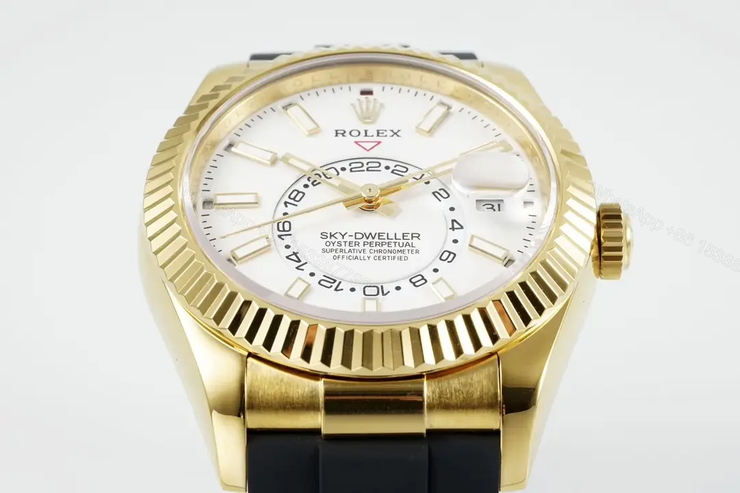 View 3 of Rolex Sky-Dweller White Watch Yellow Gold Oysterflex Ultimate 42MM 326238-0006