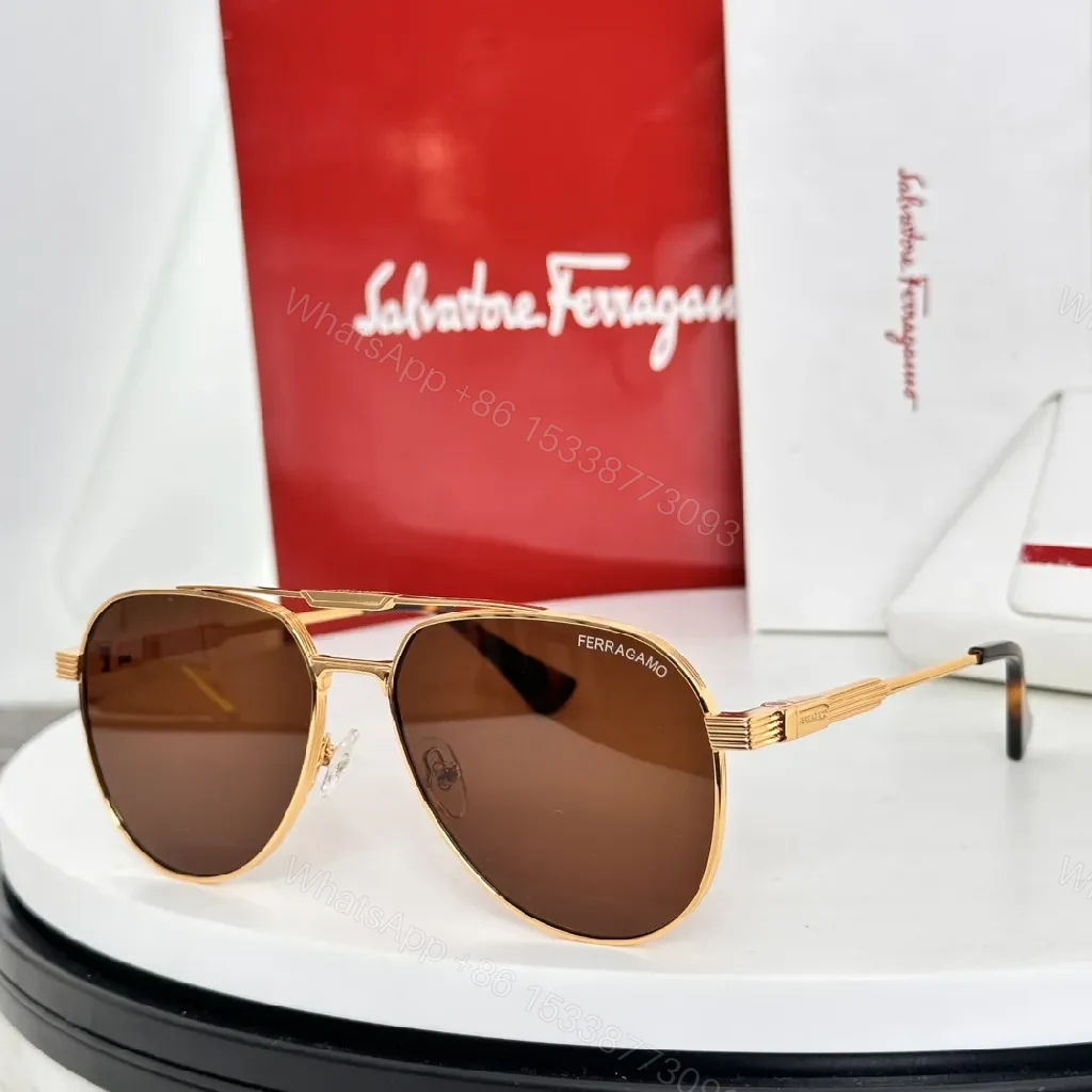 View 6 of Silver Titanium Aviators: Luxe Gradient Lenses, Modern Ferragamo-Style
