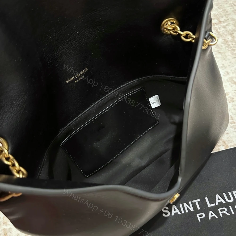 View 9 of Saint Laurent Cassandre XXL Pouch On Chain In Shiny Black 35Cm
