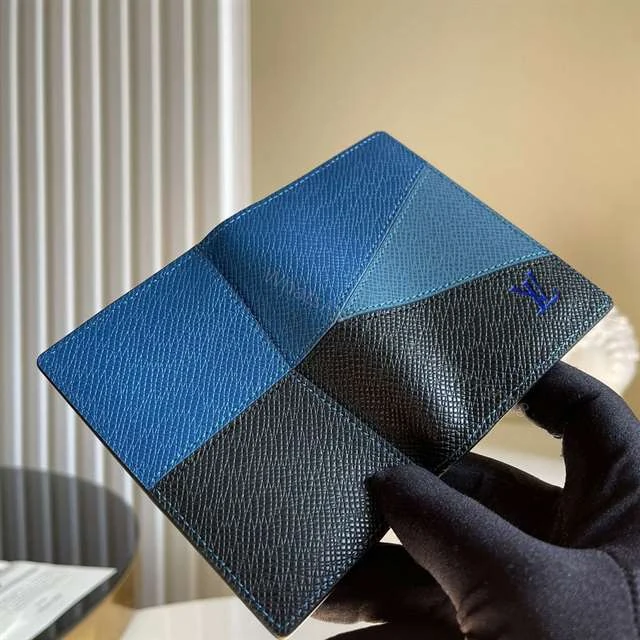 View 5 of Louis Vuitton Pocket Organizer Blue Monochrome Taiga Leather – RRG027