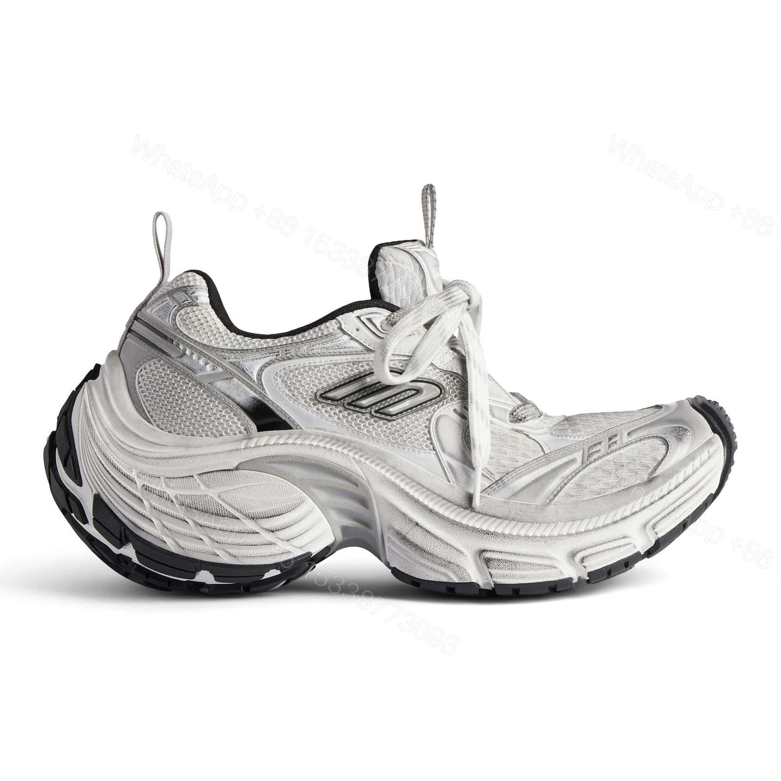 BALENCIAGA MEN’S 10XL SNEAKER IN WHITE/BLACK/GRIS – BB273 — view 1