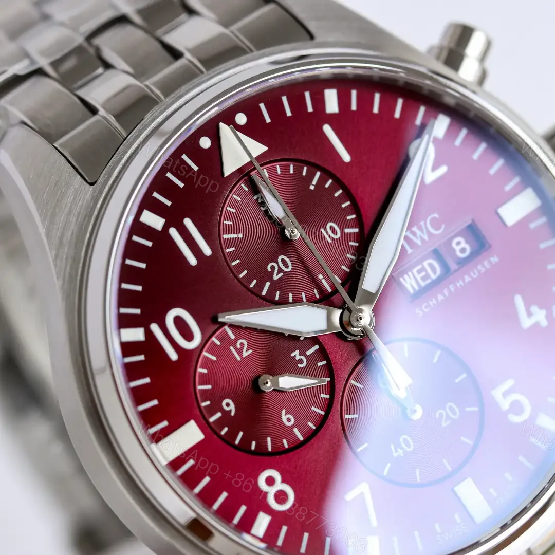 View 2 of IWC Pilot Chronograph N9 Rose Dial Stainless Steel Bracelet 43mm IW3777-ROSE