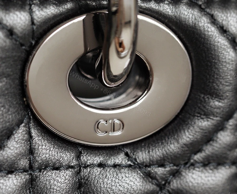 View 4 of Dior My Lady Like Auth Women’s Handbag Black Silver Lock 20x16cm