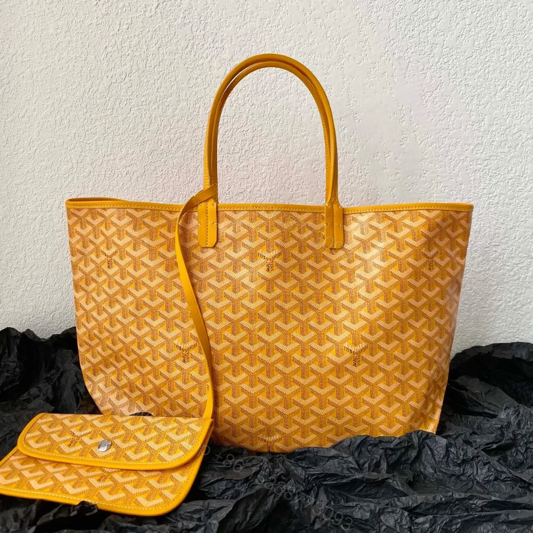 Goyard Yellow Goyardine Canvas & Chevroches Calfskin Saint Louis PM Tote — view 1