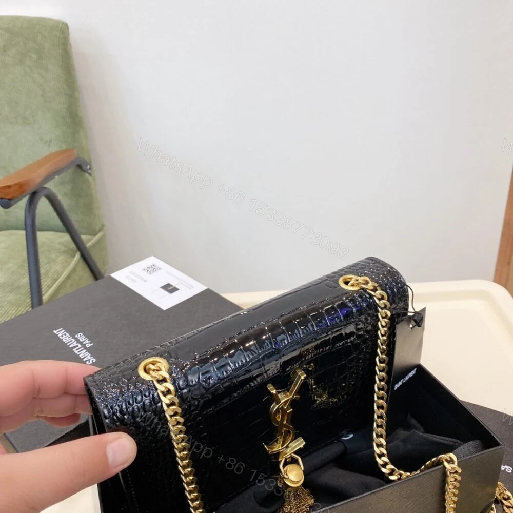 View 6 of Saint Laurent Kate Medium Chain Bag With Tassel Shiny Black 22Cm 354119AAAY14083