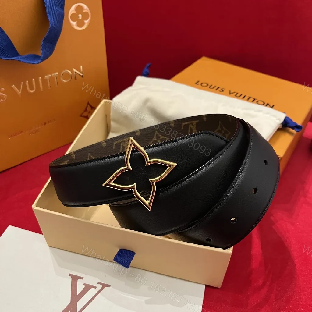 View 9 of Brown Canvas Belt, Gold Fleur-de-Lis Buckle, Monogram-Style, Statement Accessory