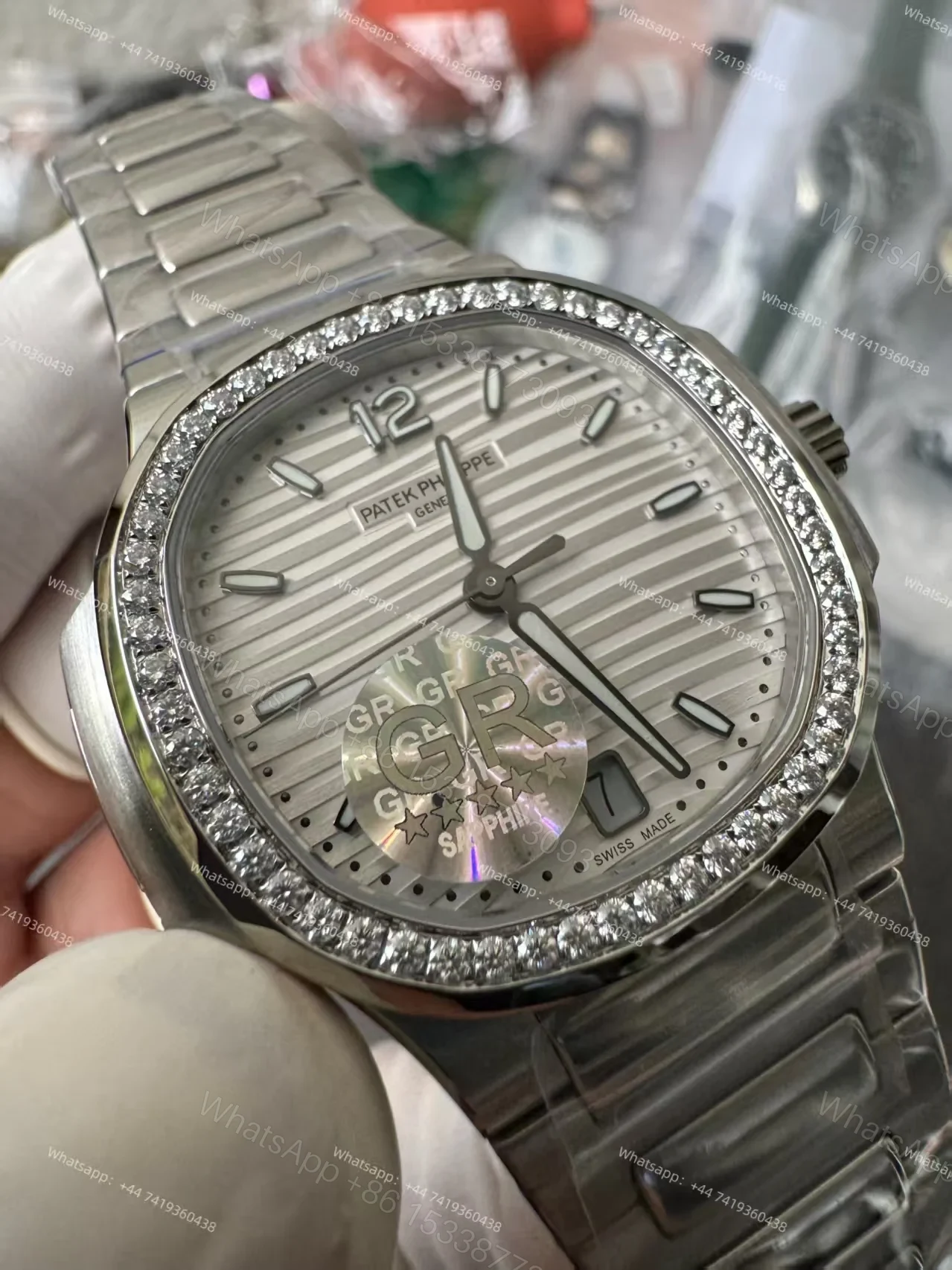 View 7 of Patek Philippe Super Clone Nautilus 7118/1200A-010 White Dial Diamond Bezel 35.2mm