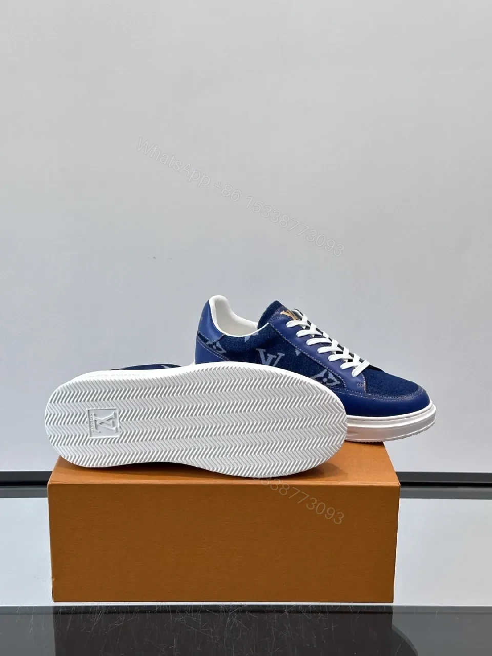 View 5 of Navy Denim Low-Top Sneakers: Luxe Street-Ready Comfort