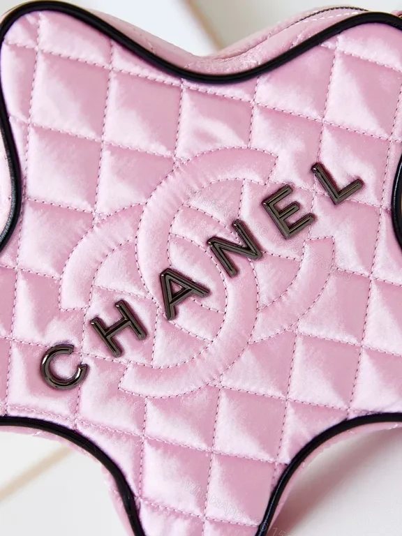 View 9 of Chanel-Inspired Star Shaped Pink Quilted Crossbody Bag
