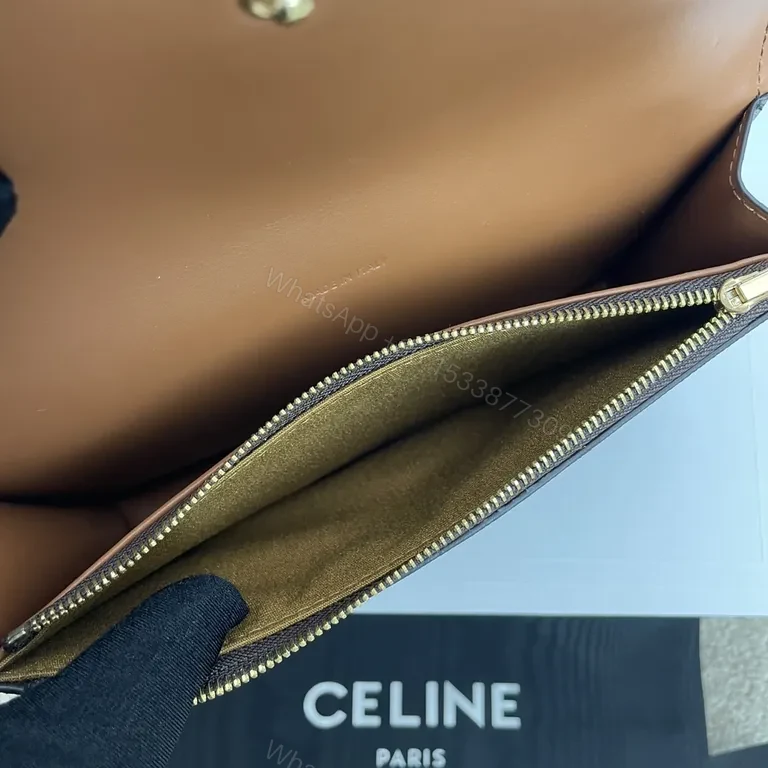 View 7 of Celine Monogram Wallet: Tan Leather, Compact, Gold Accents