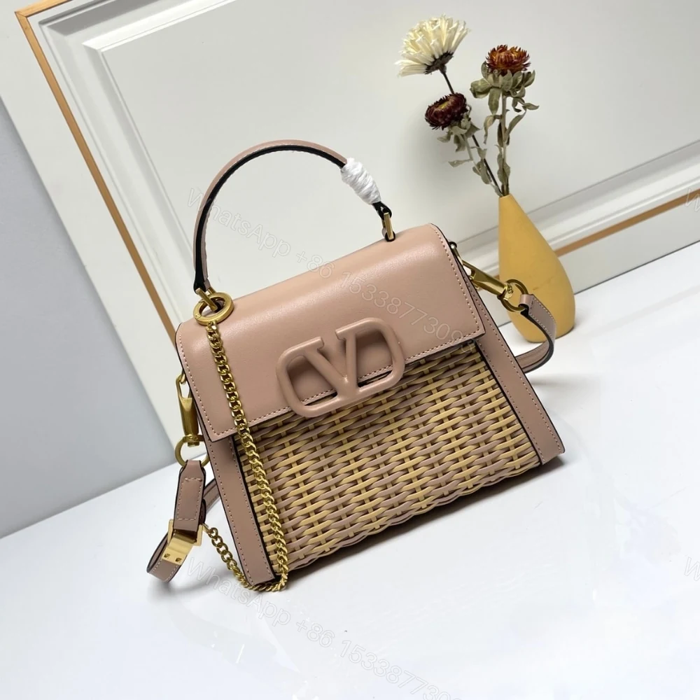 View 3 of VALENTINO GARAVANI SMALL VSLING WICKER HANDBAG PINK 22CM