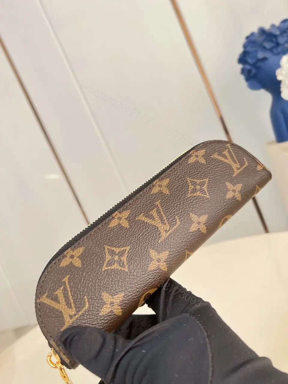 View 4 of Monogram Canvas Compact Wallet with Zipper Closure