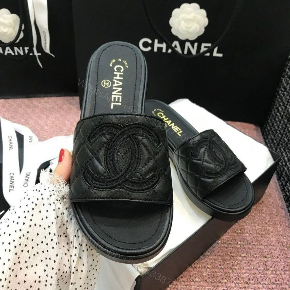 View 9 of Chanel Quilted CC Logo Mules Black