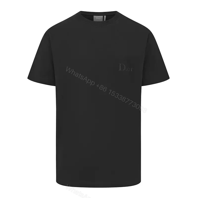 Minimalist Black Cotton Tee with Subtle Embossed Logo - T‐Shirt — view 1
