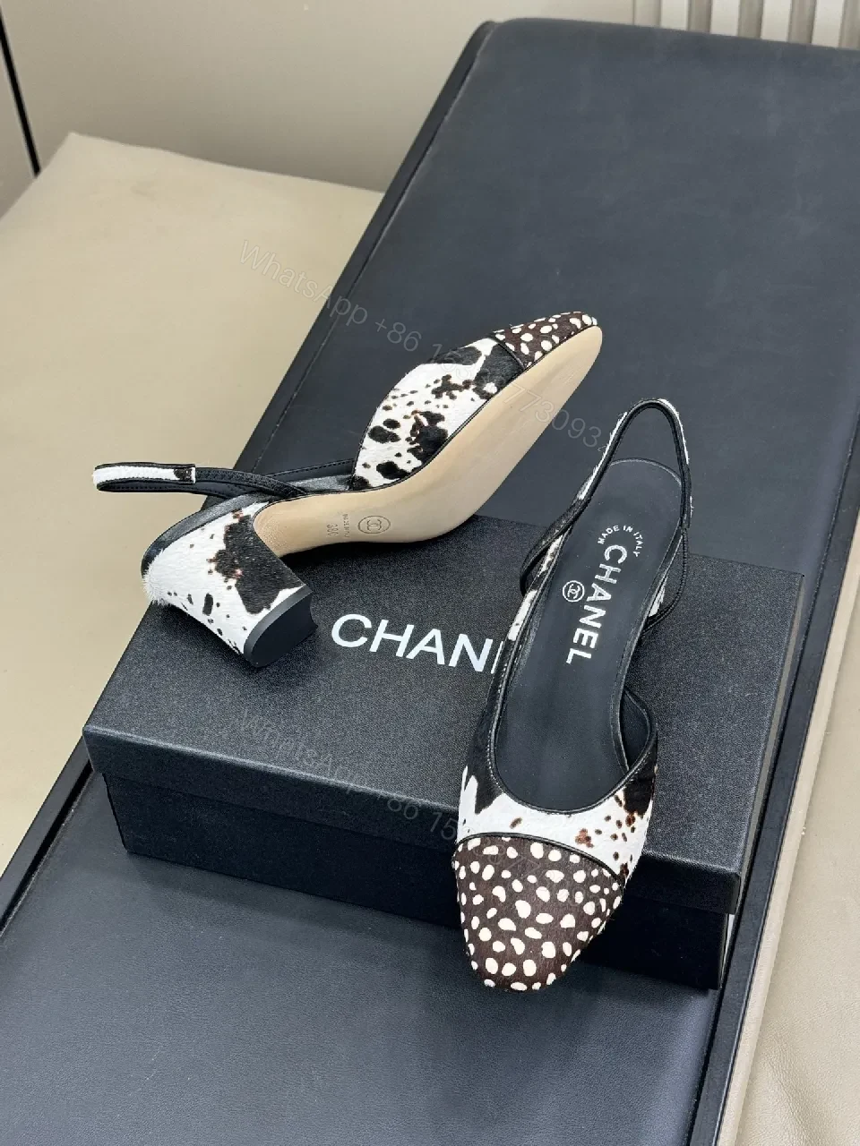 View 2 of Statement-animal Leathery Sandals: Textured Chanel-Style, Comfort